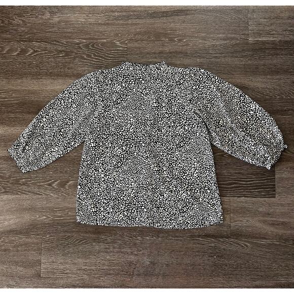 Show Me Your Mumu Black White Leopard Print Button Front Puff Sleeve Blouse Chic - Picture 3 of 10